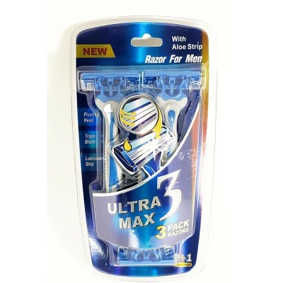 ULTRA MAX RAZOR 3 PACK BLUE MEN 1CT